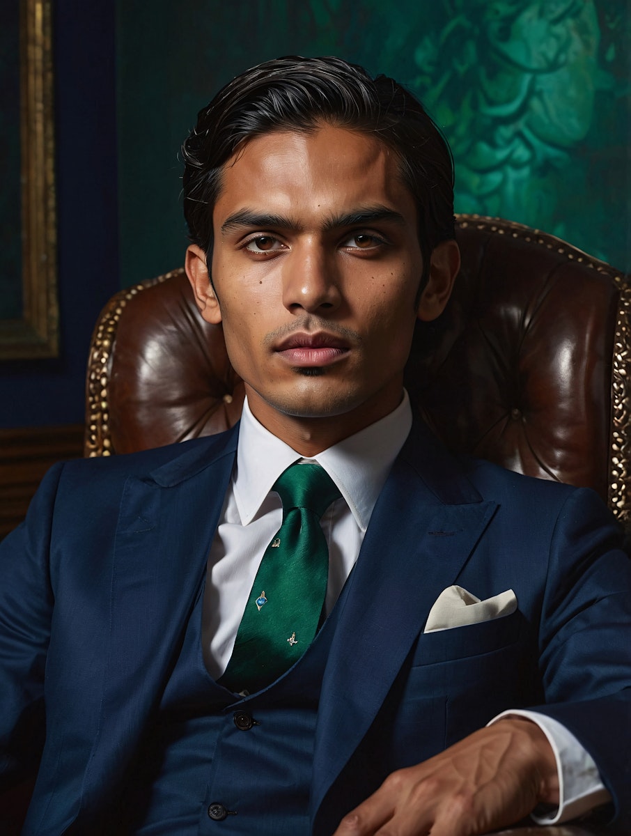serious man sitting down and posing for picture